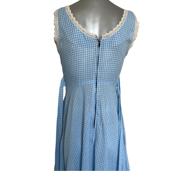 Vintage Prairie Maxi Dress Blue White Gingham Size Small - Picture 10 of 16